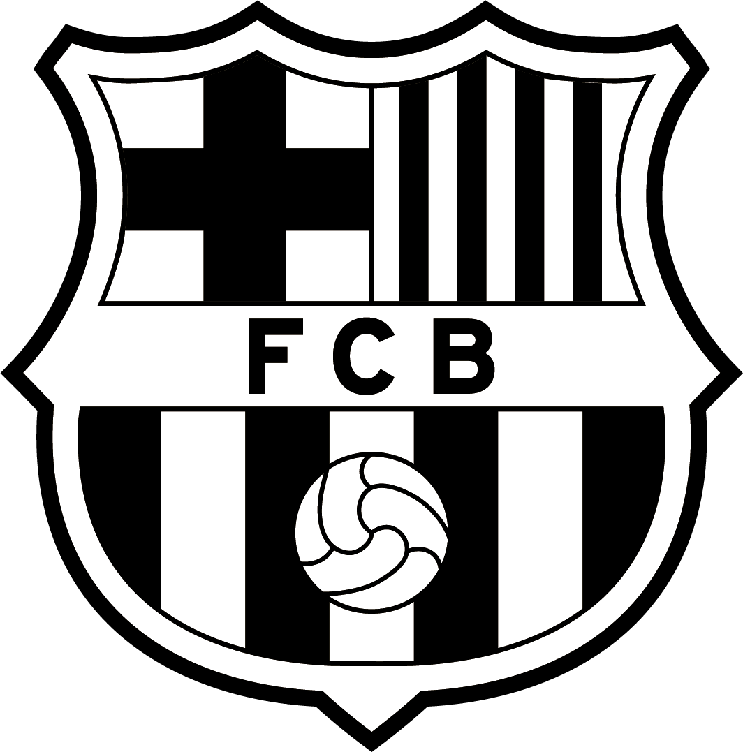 Escut del barça en blanc i negre